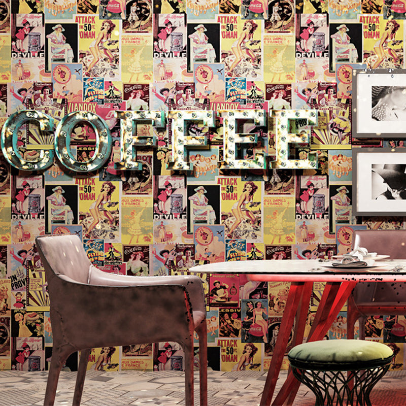 American Beauties Wall Covering for Coffee and Dress Shop Non-Pasted 33'L x 20.5"W Retro Wallpaper Clearhalo 'Industrial wall decor' 'Industrial' 'Wallpaper' Wall Decor' 883678