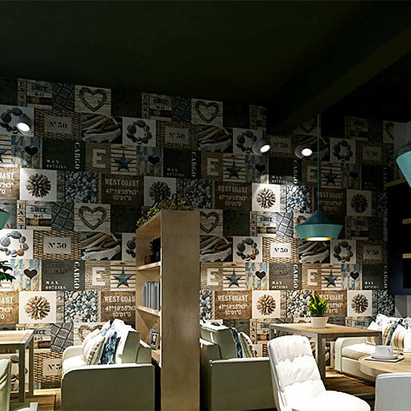 Original and Fashion Wall Decor Heart and STAR and Letter and Stone on Square and Rectangle Non-Pasted Wallpaper, 33' x 20.5" Clearhalo 'Industrial wall decor' 'Industrial' 'Wallpaper' Wall Decor' 883745