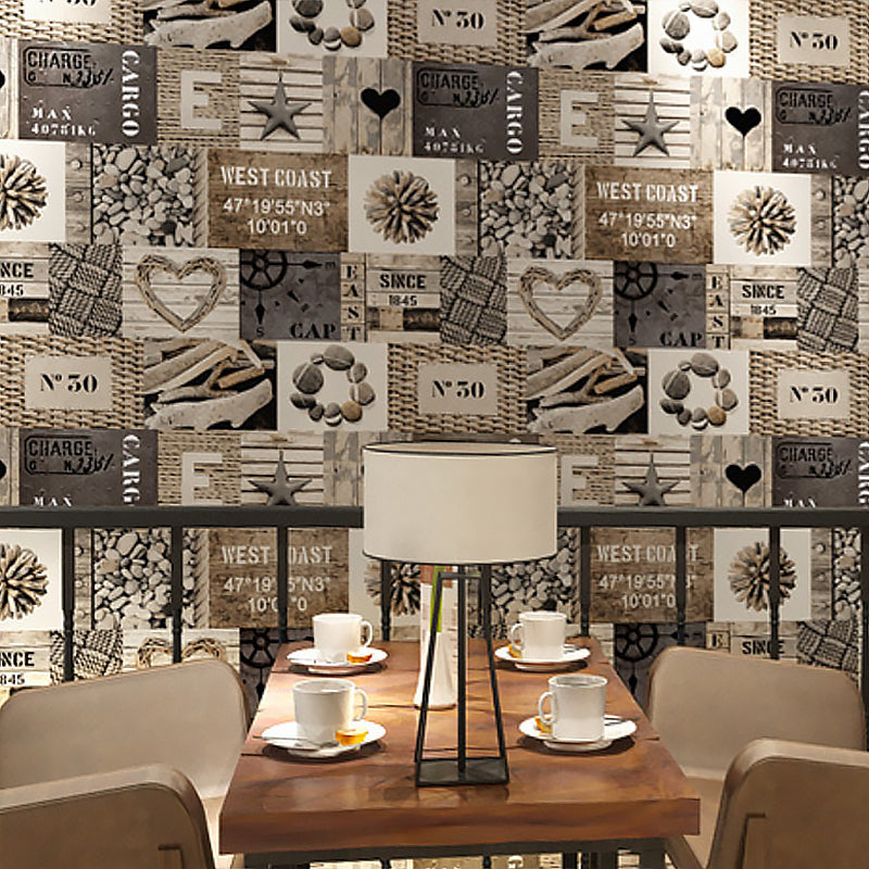 Original and Fashion Wall Decor Heart and STAR and Letter and Stone on Square and Rectangle Non-Pasted Wallpaper, 33' x 20.5" Clearhalo 'Industrial wall decor' 'Industrial' 'Wallpaper' Wall Decor' 883750