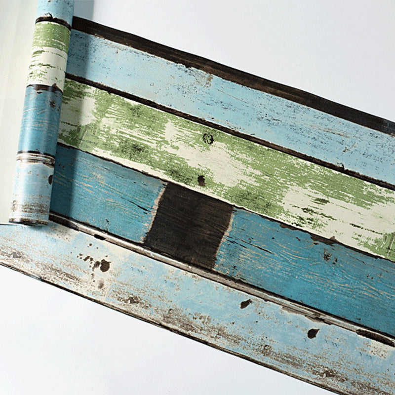 Simple Nostalgic Vertical Wood and Inserted Stone Wallpaper, Non-Pasted Clearhalo 'Industrial wall decor' 'Industrial' 'Wallpaper' Wall Decor' 883766