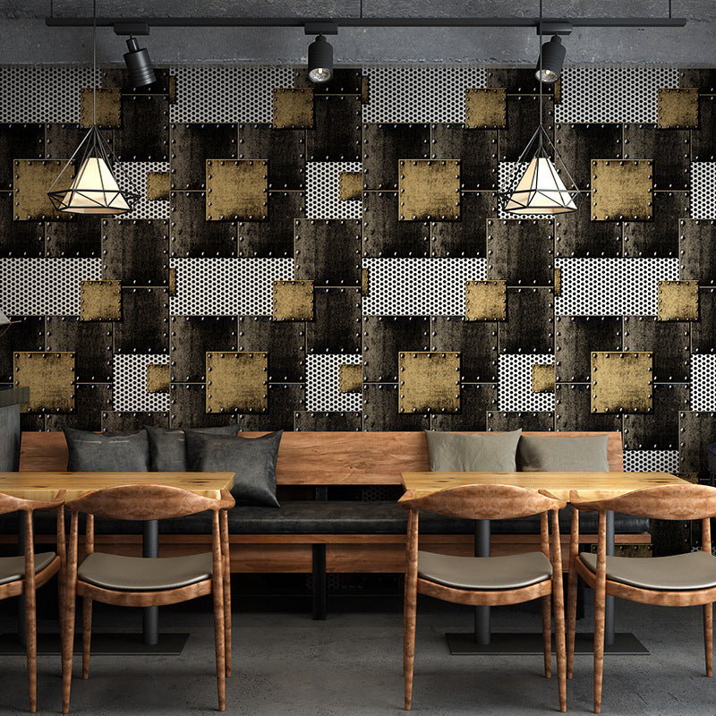 Industrial Metallic Wallpaper 20.5-inch x 33-foot Foil with Rivets Non-Pasted Wall Decor Clearhalo 'Industrial wall decor' 'Industrial' 'Wallpaper' Wall Decor' 884815