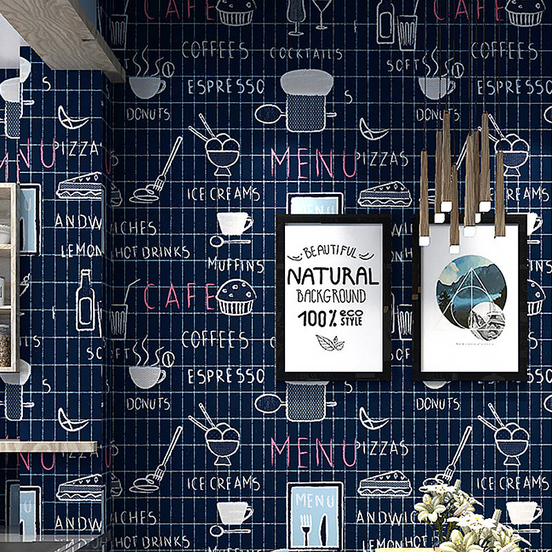 Non-Pasted Food and Drinks Wallpaper 20.5" by 31' Retro Graffiti Wall Decor for Cafe Clearhalo 'Industrial wall decor' 'Industrial' 'Wallpaper' Wall Decor' 884837