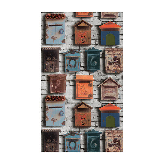 Multi-colored Mail Boxes Wallpaper Vinyl Decorative Fashion Wall Covering, 20.5-inch x 33-foot Clearhalo 'Industrial wall decor' 'Industrial' 'Wallpaper' Wall Decor' 884868