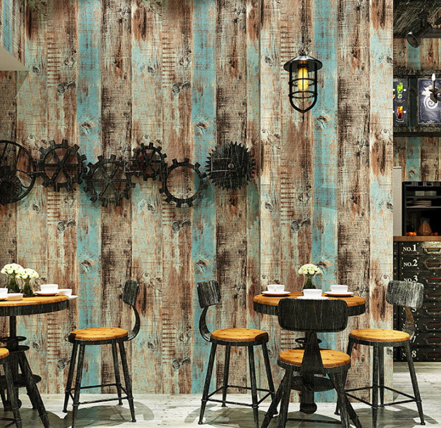Mediterranean Vintage Wall Decor Wood Patterns and Stripes Non-Pasted Wallpaper, 20.5 in x 31 ft Clearhalo 'Industrial wall decor' 'Industrial' 'Wallpaper' Wall Decor' 884878