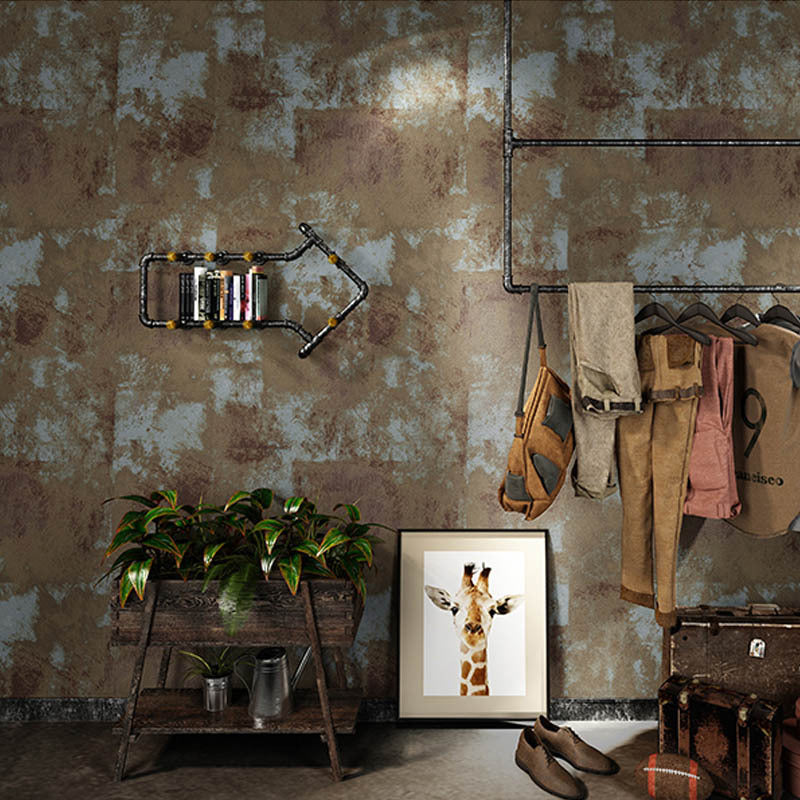 Retro Mottled Cement Wallpaper Non-Pasted 57.1 sq ft. Wall Decor Brown Clearhalo 'Industrial wall decor' 'Industrial' 'Wallpaper' Wall Decor' 884905