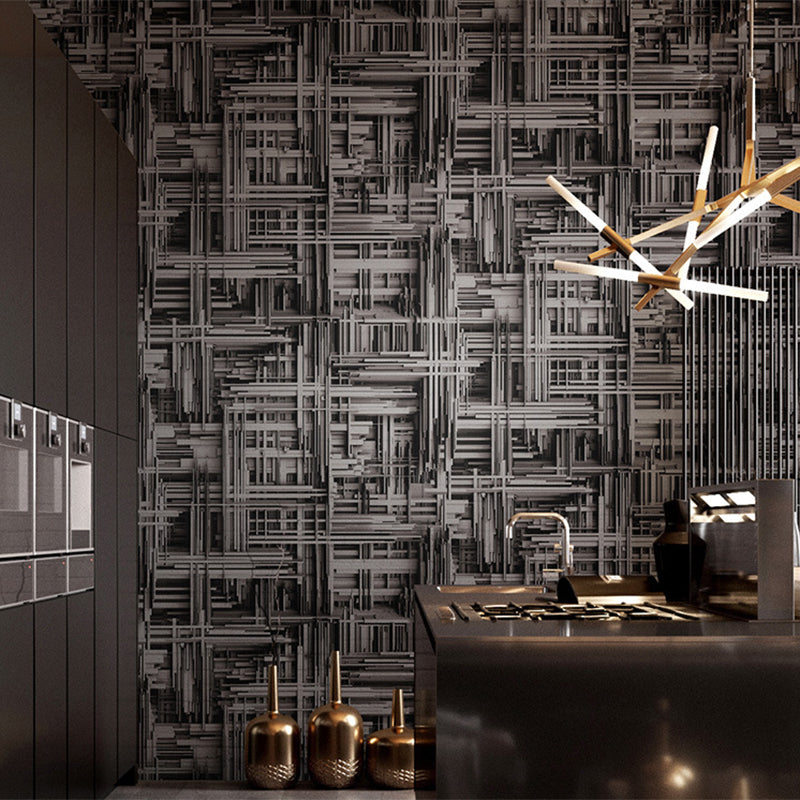 Industrial Grey Metallic Wallpaper 3D Print 57.1 sq ft. Non-Pasted Decorative Wall Covering Clearhalo 'Industrial wall decor' 'Industrial' 'Wallpaper' Wall Decor' 884910