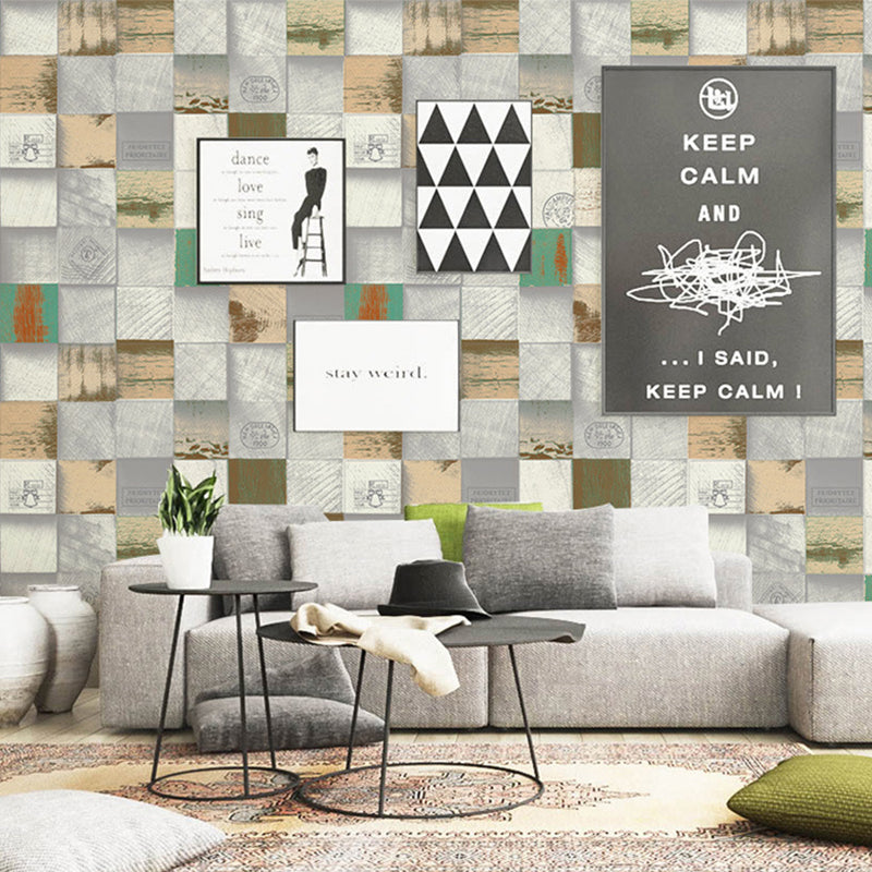 Geometries Wood Wallpaper 57.1 sq ft. Vinyl Waterproof Concave-convex Wall Decor Clearhalo 'Industrial wall decor' 'Industrial' 'Wallpaper' Wall Decor' 884916