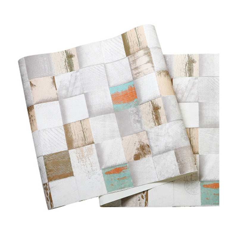 Geometries Wood Wallpaper 57.1 sq ft. Vinyl Waterproof Concave-convex Wall Decor Clearhalo 'Industrial wall decor' 'Industrial' 'Wallpaper' Wall Decor' 884917