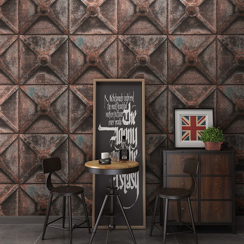 Metallic 3D Harlequin Wallpaper Water-Resistant Non-Pasted Wall Covering, 21 in x 33 ft Brown Clearhalo 'Industrial wall decor' 'Industrial' 'Wallpaper' Wall Decor' 884929