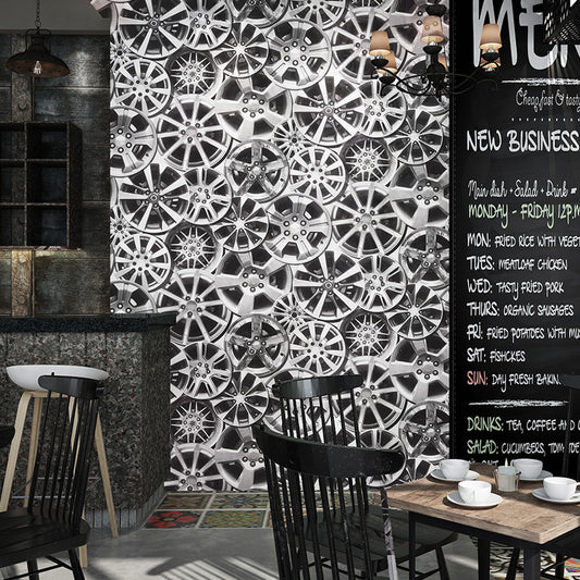 Non-Pasted Metallic Industrial Wallpaper for Bedroom and Coffee Shop 21 in x 33 ft Overlapped Wheel Gears Wall Covering Clearhalo 'Industrial wall decor' 'Industrial' 'Wallpaper' Wall Decor' 884965