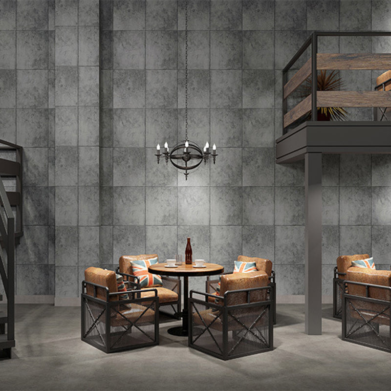 Cement and Rectangle Tiles Wallpaper Non-Pasted , 33'L x 20.5"W Clearhalo 'Industrial wall decor' 'Industrial' 'Wallpaper' Wall Decor' 884973