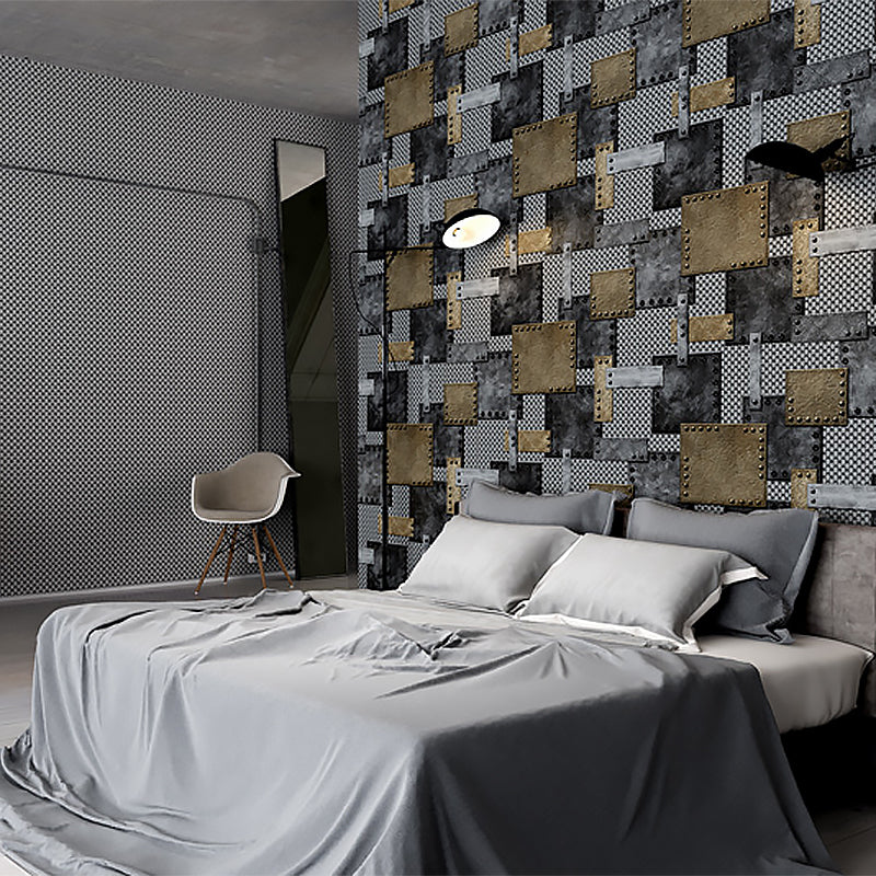 Vinyl 33'L x 20.5"W Nordic Wallpaper Traditional Non-Pasted 3D Rivets and Patches Wallpaper Clearhalo 'Industrial wall decor' 'Industrial' 'Wallpaper' Wall Decor' 885010