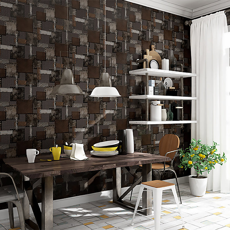 Vinyl 33'L x 20.5"W Nordic Wallpaper Traditional Non-Pasted 3D Rivets and Patches Wallpaper Clearhalo 'Industrial wall decor' 'Industrial' 'Wallpaper' Wall Decor' 885015
