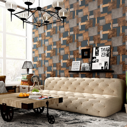 Vinyl 33'L x 20.5"W Nordic Wallpaper Traditional Non-Pasted 3D Rivets and Patches Wallpaper Clearhalo 'Industrial wall decor' 'Industrial' 'Wallpaper' Wall Decor' 885020