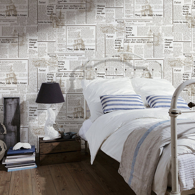 Retro Wall Decor Newspaper in American Style Non-Pasted Wallpaper, 21"W * 33'L Clearhalo 'Industrial wall decor' 'Industrial' 'Wallpaper' Wall Decor' 885050