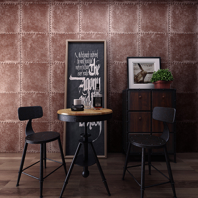 Industrial 3D Wallpaper with Distressed Leather and Rivets for Room Escape, 33'L x 21"W Clearhalo 'Industrial wall decor' 'Industrial' 'Wallpaper' Wall Decor' 885063