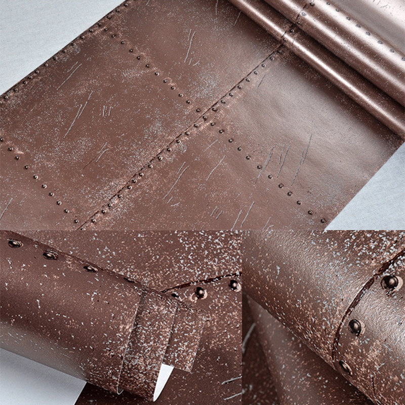 Industrial 3D Wallpaper with Distressed Leather and Rivets for Room Escape, 33'L x 21"W Clearhalo 'Industrial wall decor' 'Industrial' 'Wallpaper' Wall Decor' 885065