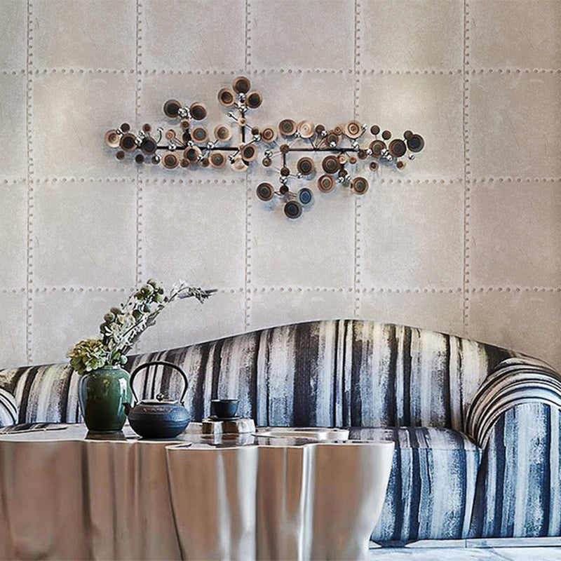 Industrial 3D Wallpaper with Distressed Leather and Rivets for Room Escape, 33'L x 21"W Clearhalo 'Industrial wall decor' 'Industrial' 'Wallpaper' Wall Decor' 885068