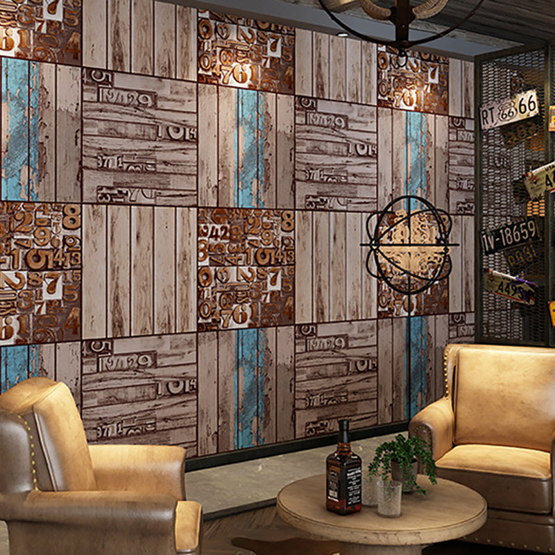 Vintage 3D Print Wallpaper Herringbone Wood Wallpaper, 33'L x 21"W, Non-Pasted Light Brown Clearhalo 'Industrial wall decor' 'Industrial' 'Wallpaper' Wall Decor' 885078