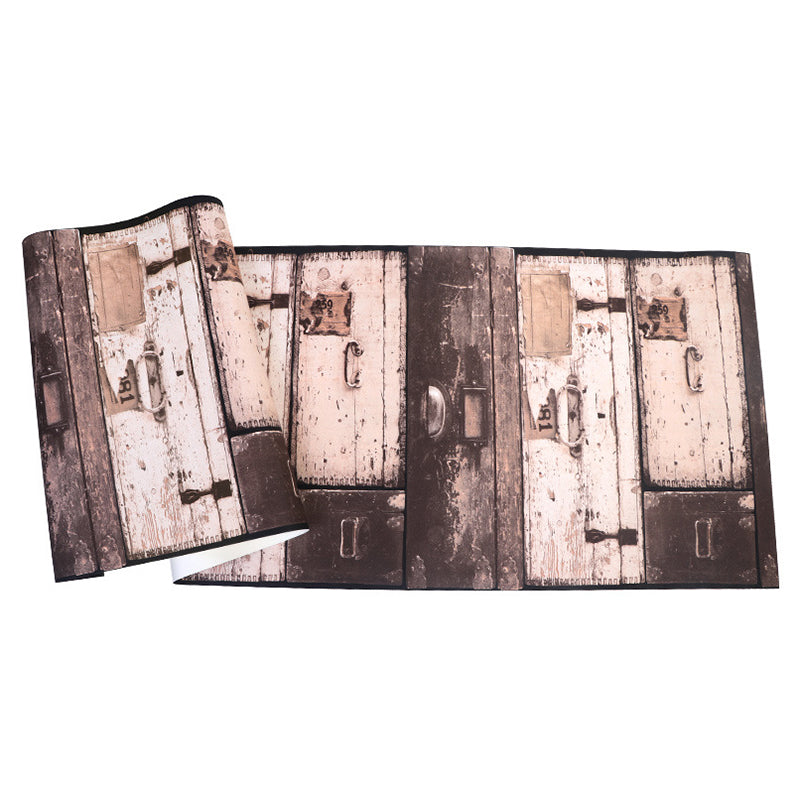 Nostalgic Wallpaper 33' x 20.5" Vinyl Decorative Wooden Box Wallcovering Clearhalo 'Industrial wall decor' 'Industrial' 'Vintage wall decor' 'Vintage' 'Wallpaper' Wall Decor' 885100