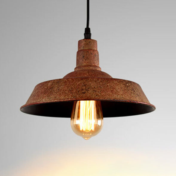 Antique Stylish Barn Hanging Light Fixture 1 Head Wrought Iron Pendant Lighting in Rust for Bar Rust Clearhalo 'Art Deco Pendants' 'Cast Iron' 'Ceiling Lights' 'Ceramic' 'Crystal' 'Industrial Pendants' 'Industrial' 'Metal' 'Middle Century Pendants' 'Pendant Lights' 'Pendants' 'Tiffany' Lighting' 88568