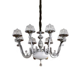 8-Bulb Ceiling Chandelier Contemporary Cone Crystal Block Hanging Pendant Light in Chrome Clearhalo 'Ceiling Lights' 'Chandeliers' 'Modern Chandeliers' 'Modern' Lighting' 886031
