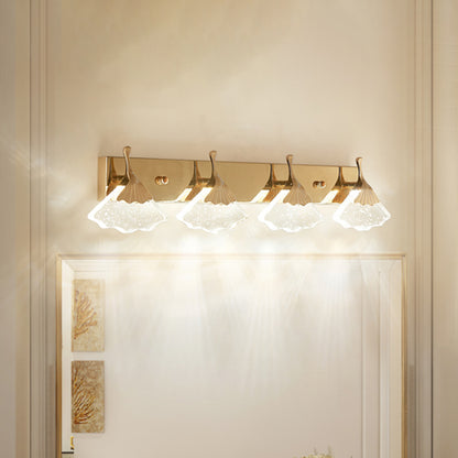 Bubble Crystal Gold Vanity Light Ginkgo 4 Bulbs Modernist Wall Mount Lamp for Bathroom Gold Clearhalo 'Modern wall lights' 'Modern' 'Vanity Lights' 'Wall Lights' Lighting' 886166