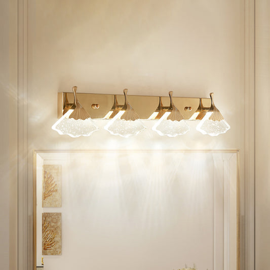 Bubble Crystal Gold Vanity Light Ginkgo 4 Bulbs Modernist Wall Mount Lamp for Bathroom Gold Clearhalo 'Modern wall lights' 'Modern' 'Vanity Lights' 'Wall Lights' Lighting' 886166