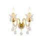 Candelabra Clear Crystal Glass Sconce Mid Century 2-Light Living Room Wall Lamp in Gold Clearhalo 'Wall Lamps & Sconces' 'Wall Lights' Lighting' 886180