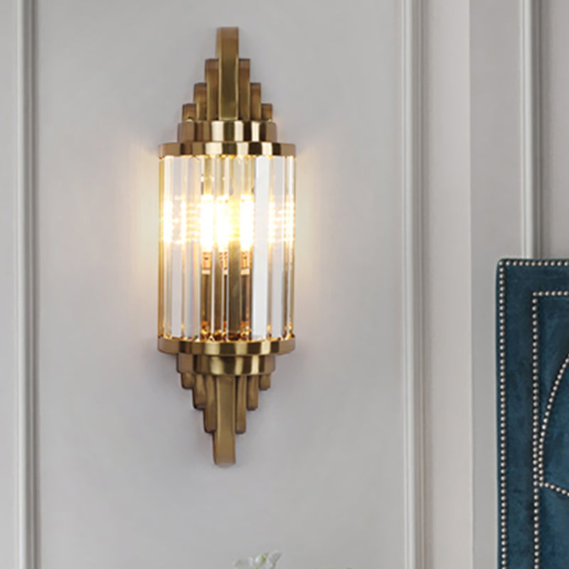 1 Head Cylinder Sconce Light Contemporary Brass Crystal Wall Mount Lamp for Living Room Clearhalo 'Cast Iron' 'Glass' 'Industrial' 'Modern wall lights' 'Modern' 'Tiffany' 'Traditional wall lights' 'Wall Lamps & Sconces' 'Wall Lights' Lighting' 886244