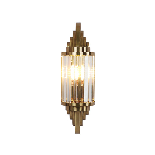 1 Head Cylinder Sconce Light Contemporary Brass Crystal Wall Mount Lamp for Living Room Clearhalo 'Cast Iron' 'Glass' 'Industrial' 'Modern wall lights' 'Modern' 'Tiffany' 'Traditional wall lights' 'Wall Lamps & Sconces' 'Wall Lights' Lighting' 886245