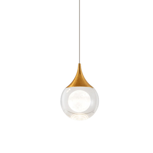 Minimalism Sphere Hanging Pendant Clear Crystal LED Suspension Light in Gold for Bedroom Clearhalo 'Ceiling Lights' 'Modern Pendants' 'Modern' 'Pendant Lights' 'Pendants' Lighting' 886261