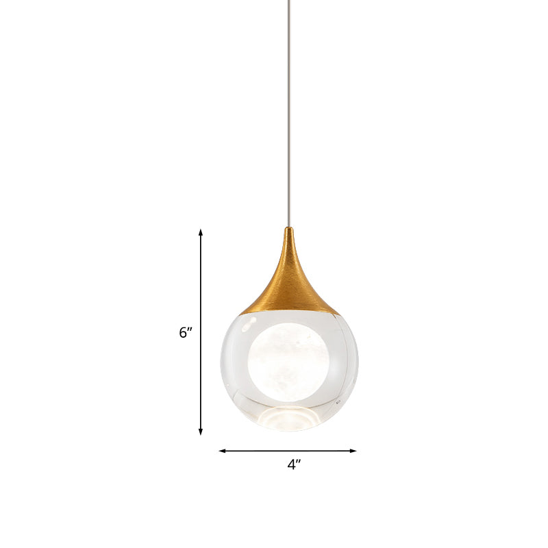 Minimalism Sphere Hanging Pendant Clear Crystal LED Suspension Light in Gold for Bedroom Clearhalo 'Ceiling Lights' 'Modern Pendants' 'Modern' 'Pendant Lights' 'Pendants' Lighting' 886262