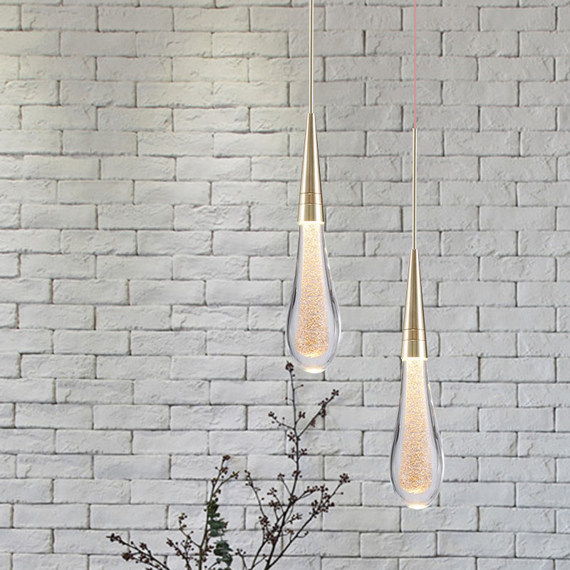 1 Light Bubble Crystal Ceiling Lamp Modern Brass Droplet Living Room LED Pendant Light Clearhalo 'Ceiling Lights' 'Modern Pendants' 'Modern' 'Pendant Lights' 'Pendants' Lighting' 886264