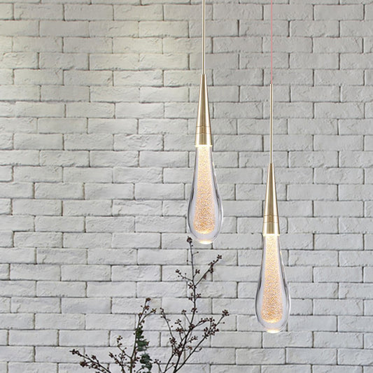 1 Light Bubble Crystal Ceiling Lamp Modern Brass Droplet Living Room LED Pendant Light Clearhalo 'Ceiling Lights' 'Modern Pendants' 'Modern' 'Pendant Lights' 'Pendants' Lighting' 886264