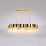 K9 Crystal Oval Island Light Modern 12 Heads Dining Room Ceiling Pendant in Black and Gold Clearhalo 'Ceiling Lights' 'Island Lights' Lighting' 886273