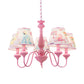 Kids 5/6-Light Hanging Chandelier Pink Barrel Suspension Pendant Light with Fabric Shade for Nursery Clearhalo 'Ceiling Lights' 'Chandeliers' Lighting' options 886492