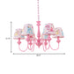 Kids 5/6-Light Hanging Chandelier Pink Barrel Suspension Pendant Light with Fabric Shade for Nursery Clearhalo 'Ceiling Lights' 'Chandeliers' Lighting' options 886498