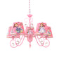 5/6 Bulbs Nursery Ceiling Chandelier Kids White/Pink Pendant Light Fixture with Bucket Fabric Shade Clearhalo 'Ceiling Lights' 'Chandeliers' Lighting' options 886501