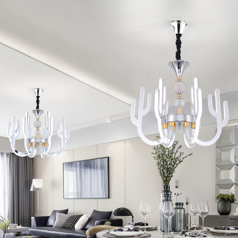 LED Cactus Chandelier Light Fixture Modern Chrome Crystal Pendant Lamp for Dining Room Clearhalo 'Ceiling Lights' 'Chandeliers' 'Modern Chandeliers' 'Modern' Lighting' 886559