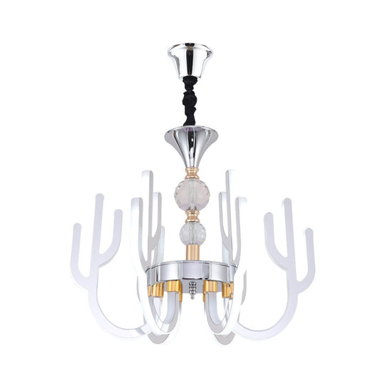 LED Cactus Chandelier Light Fixture Modern Chrome Crystal Pendant Lamp for Dining Room Clearhalo 'Ceiling Lights' 'Chandeliers' 'Modern Chandeliers' 'Modern' Lighting' 886560