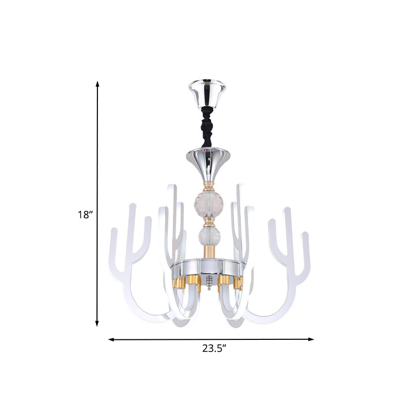 LED Cactus Chandelier Light Fixture Modern Chrome Crystal Pendant Lamp for Dining Room Clearhalo 'Ceiling Lights' 'Chandeliers' 'Modern Chandeliers' 'Modern' Lighting' 886561