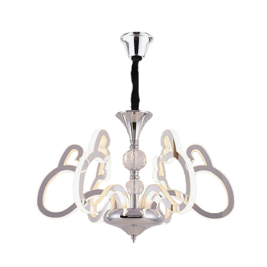 Acrylic Chrome Suspension Lamp Heart Shaped 6 Lights Contemporary Chandelier with Crystal Accent Clearhalo 'Ceiling Lights' 'Chandeliers' 'Modern Chandeliers' 'Modern' Lighting' 886575