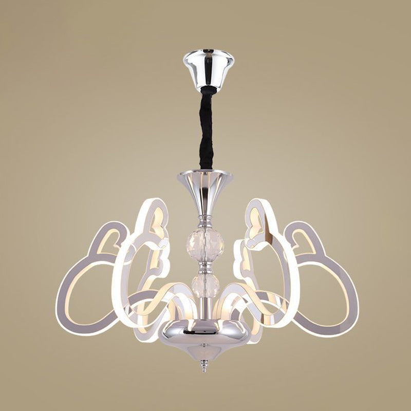 Acrylic Chrome Suspension Lamp Heart Shaped 6 Lights Contemporary Chandelier with Crystal Accent Clearhalo 'Ceiling Lights' 'Chandeliers' 'Modern Chandeliers' 'Modern' Lighting' 886576