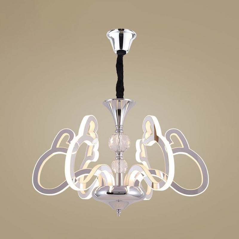 Acrylic Chrome Suspension Lamp Heart Shaped 6 Lights Contemporary Chandelier with Crystal Accent Clearhalo 'Ceiling Lights' 'Chandeliers' 'Modern Chandeliers' 'Modern' Lighting' 886576