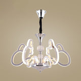 Acrylic Chrome Suspension Lamp Heart Shaped 6 Lights Contemporary Chandelier with Crystal Accent Clearhalo 'Ceiling Lights' 'Chandeliers' 'Modern Chandeliers' 'Modern' Lighting' 886576