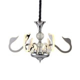 Acrylic Gooseneck Arm Ceiling Lamp Contemporary 6 Lights Living Room Chandelier with Crystal in Chrome Clearhalo 'Ceiling Lights' 'Chandeliers' 'Modern Chandeliers' 'Modern' Lighting' 886580