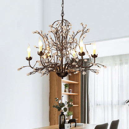 Black Candlestick Chandelier Lighting Traditional Crystal 6 Lights Bedroom Ceiling Lamp with Branch Design Black Clearhalo 'Ceiling Lights' 'Chandeliers' Lighting' options 886582_2d6c7269-d1ff-4ffc-bfc8-ce649a9c5c25