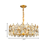 Minimalist Drum Pendant Chandelier 8 Bulbs Faceted Crystal Ceiling Hang Fixture in Gold Clearhalo 'Ceiling Lights' 'Chandeliers' 'Modern Chandeliers' 'Modern' Lighting' 886589