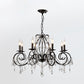 8-Bulb Scrolled Arm Chandelier Black Metal Ceiling Pendant Light with Crystal Draping Clearhalo 'Ceiling Lights' 'Chandeliers' Lighting' options 886592